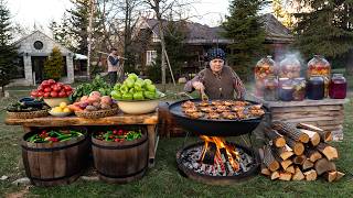Slow Grilled Chicken on a Saj Pan – Cozy Countryside Cooking 🔥🍗