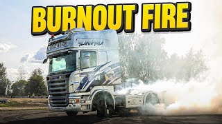 Scania Sled Pulls & Burnouts End in Flames!