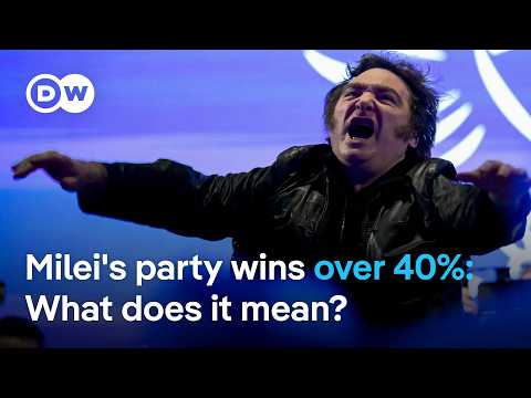 YouTube video thumbnail:  Milei's La Libertad Avanza Party Wins Argentina's Midterm Elections in Landslide 