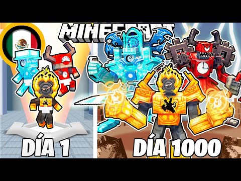 ¡Sobreviví 1000 DÍAS como un MR CLOCKMEN en Minecraft HARDCORE!