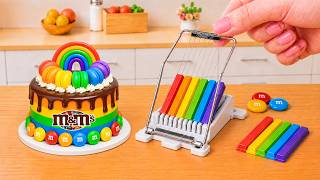 Mini Rainbow Cake Recipe With Chocolate 🌈 Amazing M&M Candy & Colorful Macaron ❤️ Wonder Cake