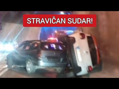 Stravičan sudar u tunelu! Automobil prevrnut, delovi na sve strane!