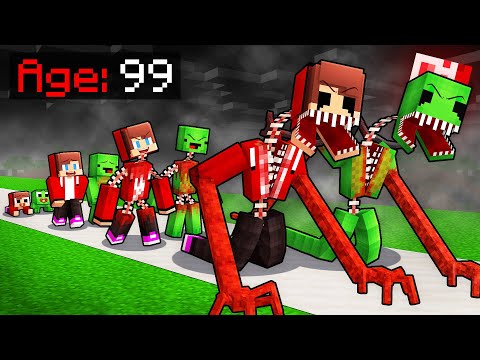 Scary Monster Mikey and JJ From Birth To Death In Minecraft (Maizen)