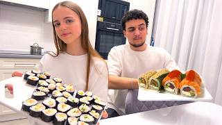 Настя і Саша готують суші ВДОМА My little Nastya