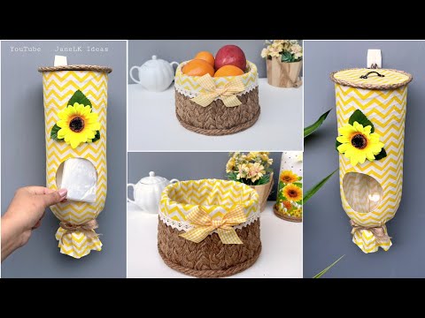 PORTA BOLSAS útil y decorativo reciclando una botella de plástico - Diy Organizadores con reciclaje.