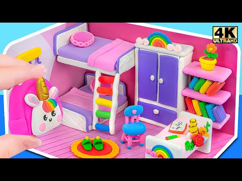 How To Make Cutest Miniature Dollhouse from Polymer Clay and Cardboard ❤️ DIY Miniature Clay House