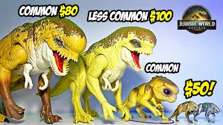 $1 vs $100 Jurassic World Toys, Common vs Rare - Distortus Rex, Spinosaurus, Mosasaurus, T-Rex