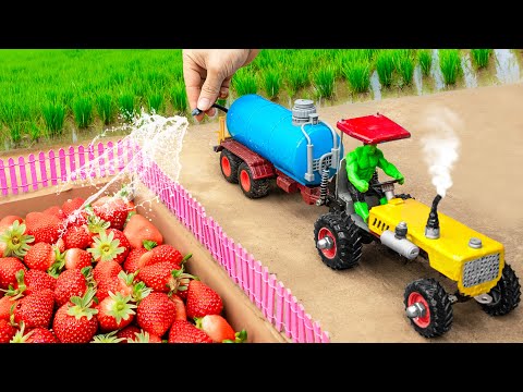 diy tractor making mini water pump supplies water to clean strawberries | Diy mini WATER TANKER