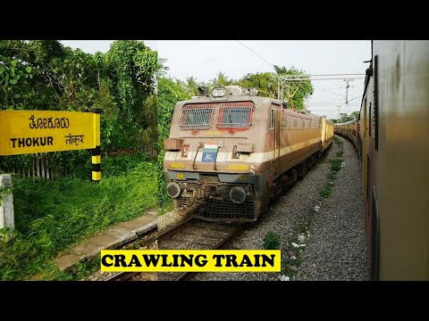 Bhusawal WAP4 Mangalore Mumbai At Its Slowest Crawl !!! | Konkan Railway Starts At Thokur