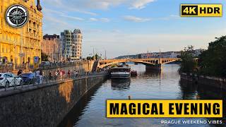 Prague 4K Walking Tour: A Magical Weekend Evening in the City