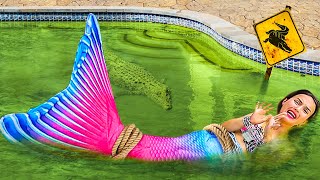 La sirena está atrapada en la piscina tóxica con un cocodrilo! 🐊🧜‍♀️ ¡Hay que rescatarla!