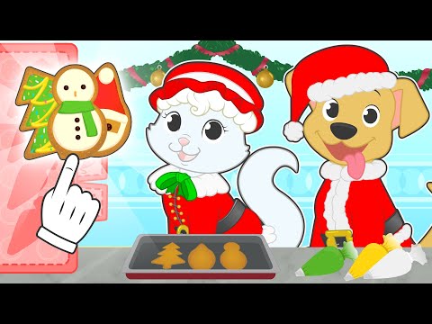 BABY PETS 🎄🍪 A gata Kira e o cachorro Max aprendem a decorar biscoitos natalinos