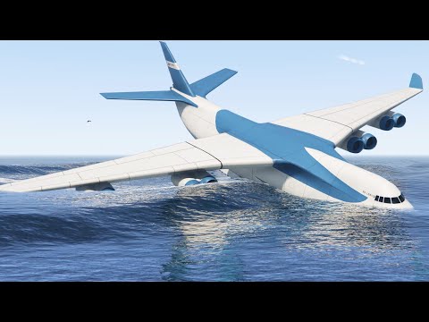 من أكبر الطيارات هبوط الى البحر في قراند 5 GTA 5 - one of the Biggest planes landed in sea in gta 5