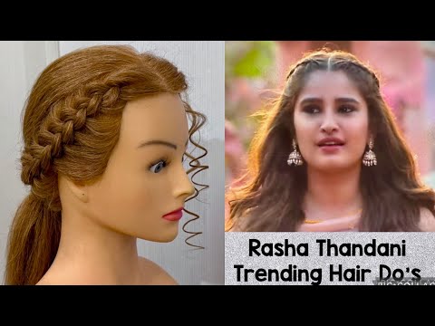 Trending Rasha Thadani Hairstyles | Half Up and Ponytail Hair style girl with Braided Front Design