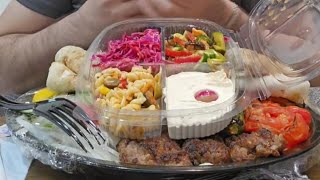 صينيه كباب عراقي سفري من المطعم للبيت مع المقبلات والخبز الحار Eating Kebab Iraqi restaurants