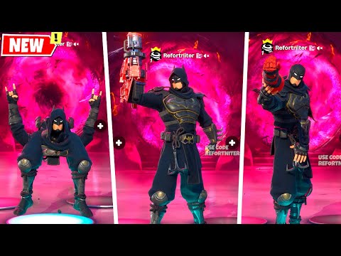 Ninja Knight Batman Fortnite doing Glitched Built-In Emotes and Funny Dances