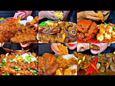 ASMR EATING SPICY CHICKEN CURRY, MUTTON CURRY, EGG CURRY | BEST INDIAN FOOD MUKBANG |Foodie India|