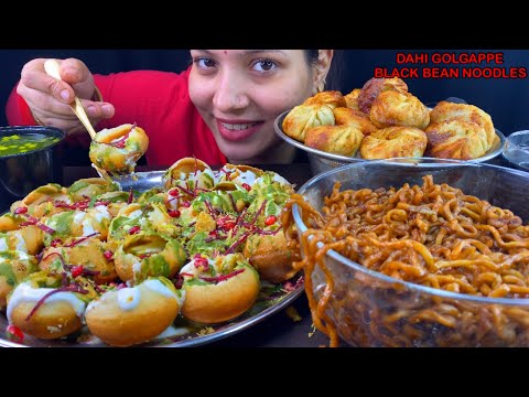 Eating SPICIEST 🔥 Korean Black Bean Noodles, Fried Momo, Dahi Golgappe | Indian Street Food Mukbang