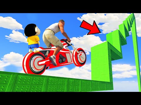 SHINCHAN AND FRANKLIN TRIED THE IMPOSSIBLE BIKE STAIR ZIGZAG TUNNEL PARKOUR CHALLENGE GTA 5