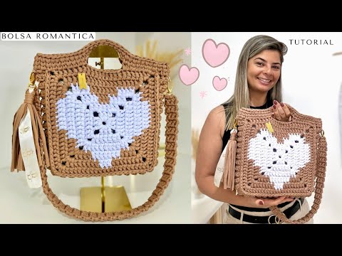 😍Como fazer Bolsa de Crochê Romantica🥰💕 Com Detalhe de Coração