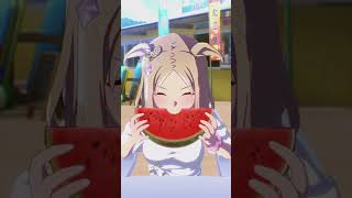 スイカ食べるトプロ（ウマ娘-ナリタトップロード）