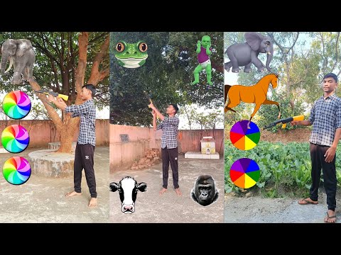 Rainbow🌈 Wheel to Elephant Horse Lion Tiger Vfx Funny Video | Comedy Video