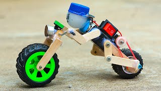 How to Make Popsicle Stick Toy Motorcyle at Home - Amazing DIY dc motor Bike
