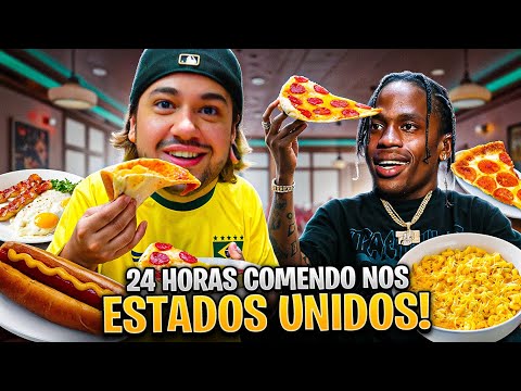 24 HORAS COMENDO NOS ESTADOS UNIDOS E CONHECI O TRAVIS SCOTT! - BRINO VLOG