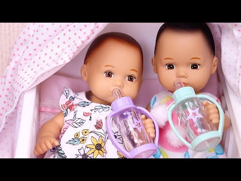 Juguetes Muñecas mañana con bebés gemelos! Historia con familia