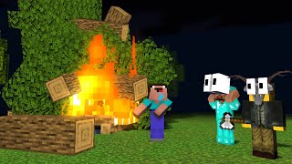Noob and Pro in 99 Nights in the Forest - Minecraft Animation