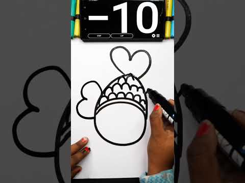 Time limit challenge 40 second -How to draw animal drawing easily with Number  - how to draw Fish