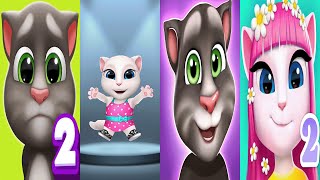 My Talking Tom2 vs My Talking Angela2 vs My Talking Tom vs My Talking Angela lvl 10 litle one Ep4583