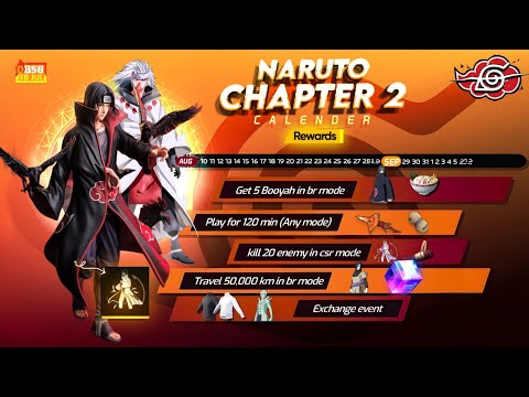 NARUTO CHAPTER 2 FREE FIRE, ITACHI UCHIHA BUNDLE REVIEW, FREE FIRE NEW EVENT, FF NEW EVENT OB50