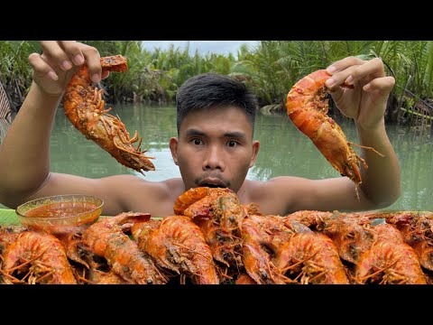 Asmr Eating Giant Shrimp with Spicy Sauce | Boy Tapang π¦π₯΅πΆ