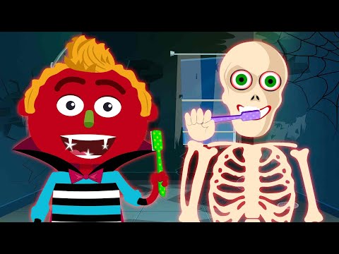 This Is The Way We Brush Our Teeth With Skeletons + Scary Kids Songs @hooplakidz