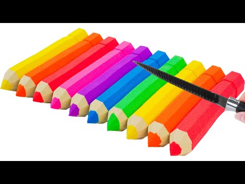 Satisfying Video | How To Make Rainbow Pencil From Kinetic Sand Cutting ASMR | Yo Yo Candy