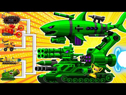 UPGRADE GREEN DEVOURER 1290 - Toxic Shark Tank Destroys Everything! | Arena Tank Cartoon