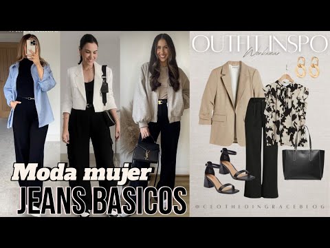 OUTFIS DE MODA 25/2026 JEANS CLÁSICOS COMBINACIONES CON LOS PANTALONES NEGROS Mujer