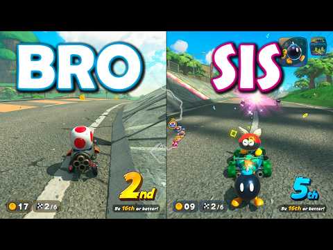 2-Player Splitscreen: KNOCKOUT TOUR!! (Brother vs Sister) *Mario Kart World* [2]