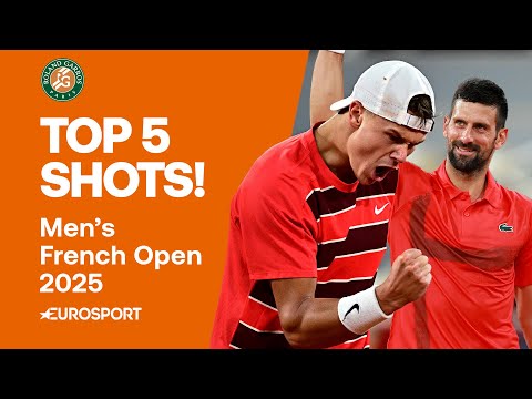 Top 5 Shots Men: Djokovic, Alcaraz, Tabur & MORE 🔥 | 2025 French Open Highlights 🇫🇷
