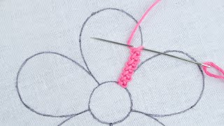 Most Beautiful Braid Stitch Hand Embroidery Tutorial with Pearls |Hand Embroidery | flower stitch