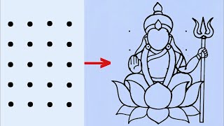 Maa Durga Devi drawing from 4×5 dots step by step // Durga Puja Rangoli //#durgadrawing