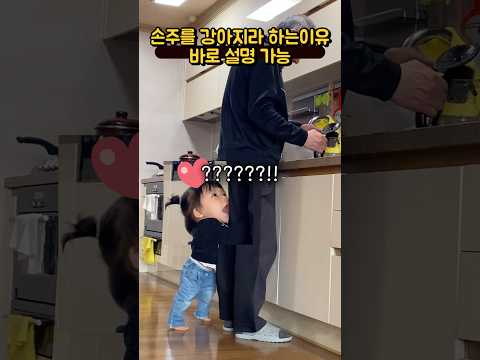 (210만⭐️)바쁜 할아버지 바짓가랑이 잡고 처절하게 매달리는 아기 ㅋㅋ