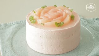 투명 글레이즈로 반짝반짝🍑 글로우 복숭아 케이크 만들기 | This Cake Shines! Glow Peach Cake Recipe | Cooking tree