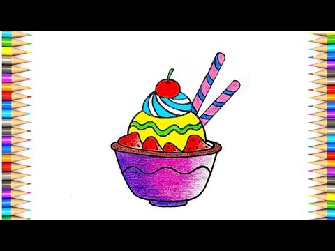 Icecream Bowl Drawing || How to Draw Icecream Bowl Step By Step || Icecream Drawing for Beginner's.