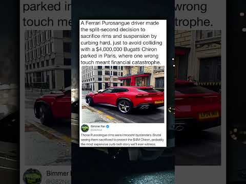 A Ferrari Purosangue driver made the split-second decision to sacrifice rims and suspension by