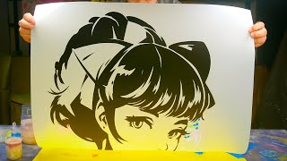 Step-by-Step Anime Girl Stencil Art That Pops!