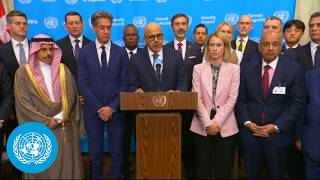 YouTube video thumbnail: Bahrain Following the Maritime Security Meeting - Security Council Media Stakeout