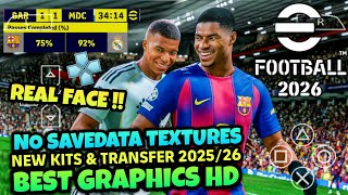 Download eFootball PES 2026 PPSSPP No SaveData Texture Update Kits Transfer 2025/26 Android Offline