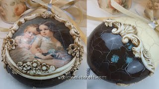 DIY Christmas Vintage Ornament Craft Decoupage Art